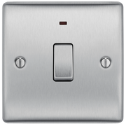 BG Electrical Nexus Metal Brushed Steel - 20A, double pole, with indicator