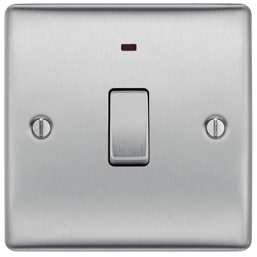 BG Electrical Nexus Metal Brushed Steel - 20A, double pole, with indicator