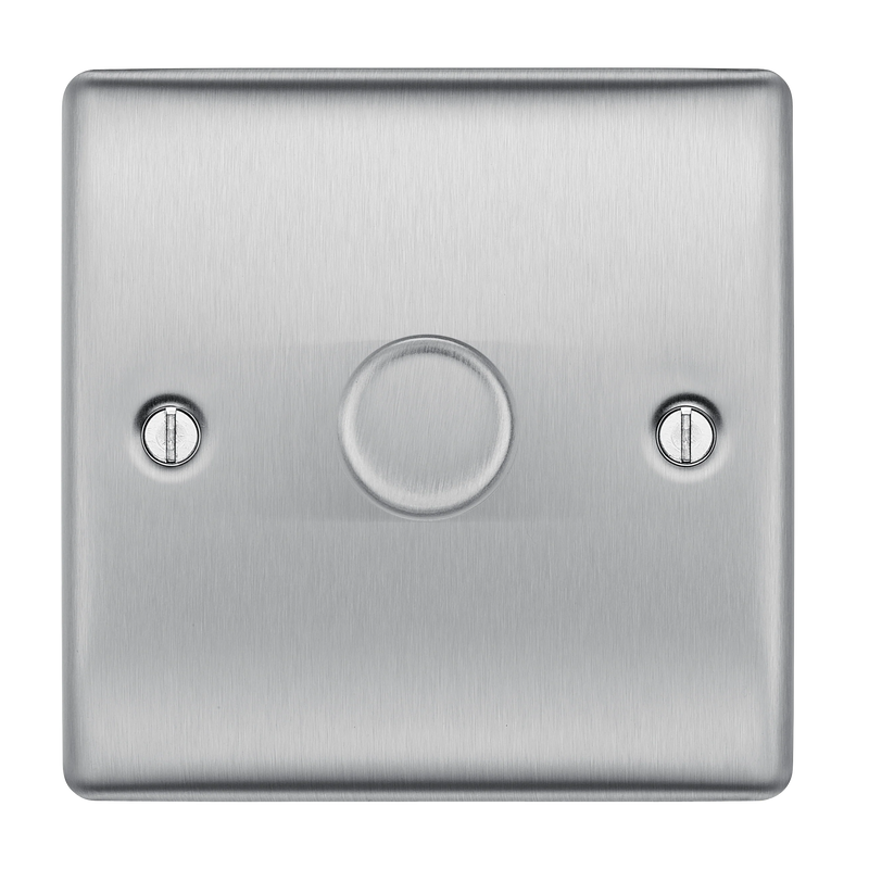BG Electrical Nexus Metal Brushed Steel - Single, 2 way push 200W