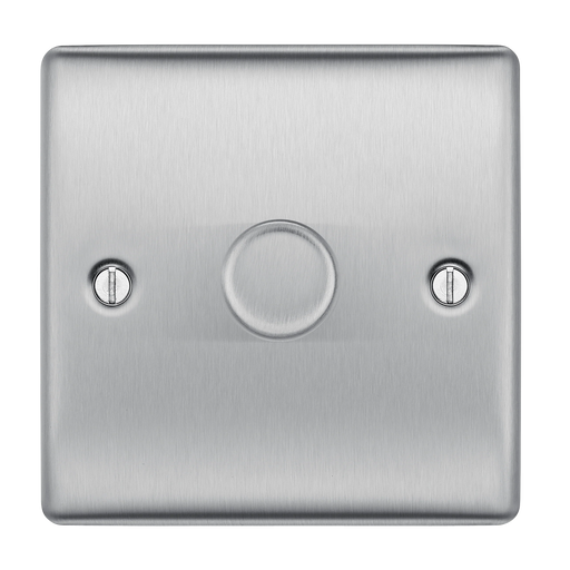 BG Electrical Nexus Metal Brushed Steel - Single, 2 way push 200W