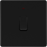 BG Electrical Flatplate Screwless Matt Black - 20A, double pole, with indicator