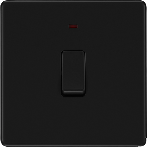 BG Electrical Flatplate Screwless Matt Black - 20A, double pole, with indicator