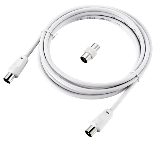 Ross Cable Accessories - Coaxial aerial cable with coupler (1.5m, white)