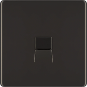 BG Electrical Flatplate Screwless Black Nickel - Single telephone socket, secondary