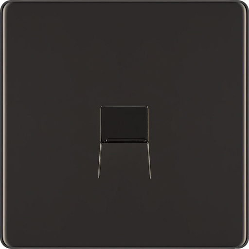 BG Electrical Flatplate Screwless Black Nickel - Single telephone socket, secondary