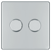BG Electrical Flatplate Screwless Polished Chrome - Double, 2 way push 200W