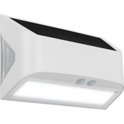 Luceco Prysm Wall Light - Prysm Decorative Outdoor Solar Wall Light with PIR Motion Sensor and USB Charging Port, LED Exterior Lighting, White, IP54, 6W, 600lm, 4000K