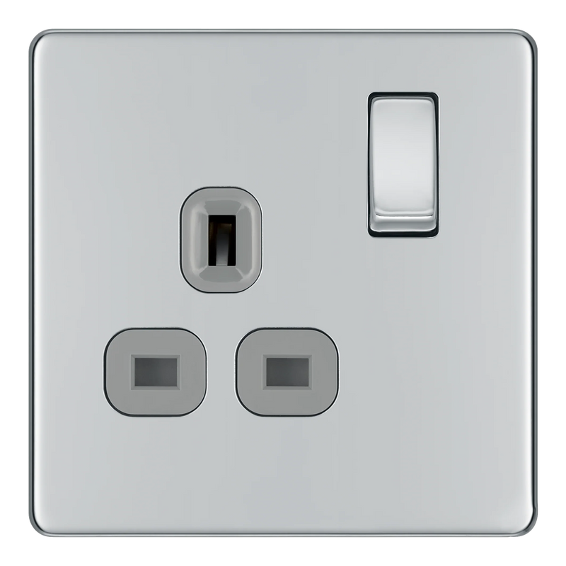 BG Electrical Flatplate Screwless Polished Chrome - Single switched, double pole