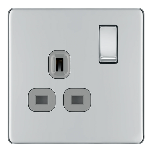 BG Electrical Flatplate Screwless Polished Chrome - Single switched, double pole