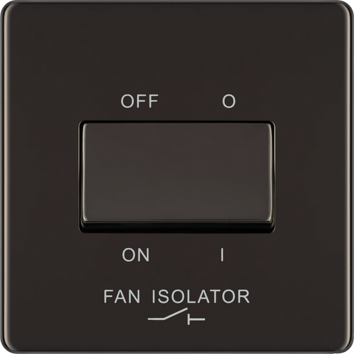 BG Electrical Flatplate Screwless Black Nickel - Triple pole fan isolator