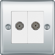BG Electrical Nexus Metal Polished Chrome - Double, TV/FM