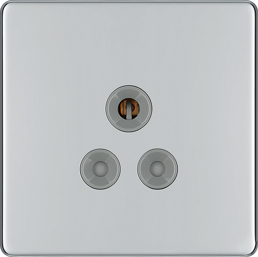 BG Electrical Flatplate Screwless Polished Chrome - 5A, single, unswitched, round pin