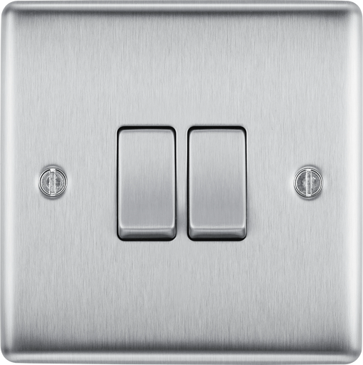 BG Electrical Nexus Metal Brushed Steel - Double, 2 way switch