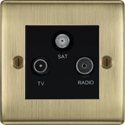 BG Electrical Nexus Metal Antique Brass - Triple TV/FM/SAT triplex - screened