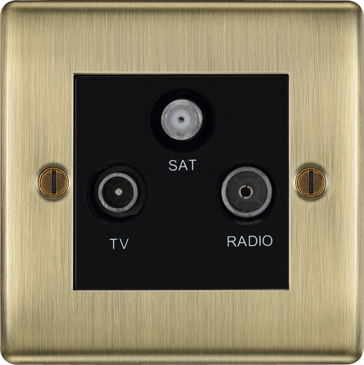 BG Electrical Nexus Metal Antique Brass - Triple TV/FM/SAT triplex - screened