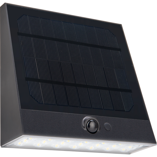 Luceco Slate Grey Wall Lights - Stealth Decorative Outdoor Solar Wall Wash Light with PIR Motion Sensor, LED Exterior Lighting, Slate Grey, IP54, 7W, 1000lm, 3000K