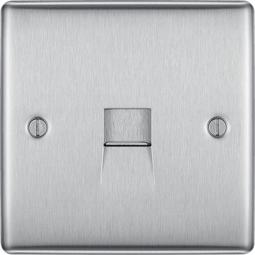 BG Electrical Nexus Metal Brushed Steel - Single, telephone socket, secondary