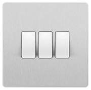 BG Electrical Evolve Brushed Steel - Triple, 2 way switch