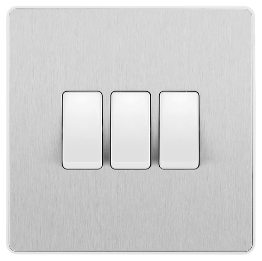 BG Electrical Evolve Brushed Steel - Triple, 2 way switch