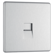 BG Electrical Flatplate Screwless Brushed Steel - Single, telephone socket, secondary