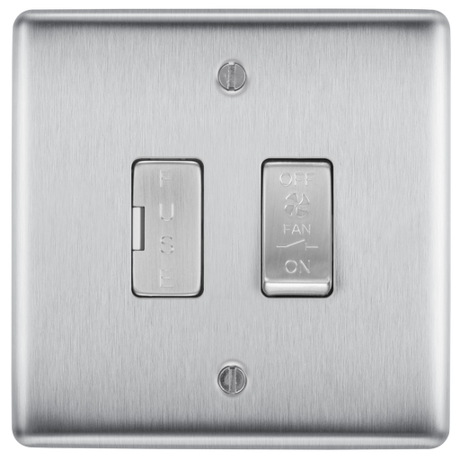 BG Electrical Nexus Metal Brushed Steel - Triple pole, fused, fan isolator