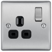 BG Electrical Nexus Metal Brushed Steel - Single switched, double pole