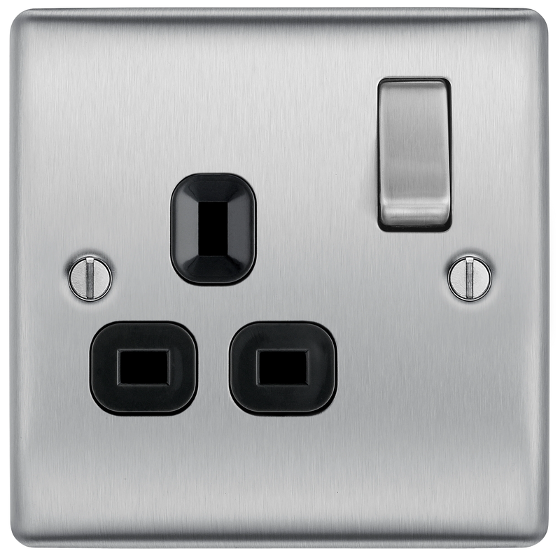 BG Electrical Nexus Metal Brushed Steel - Single switched, double pole