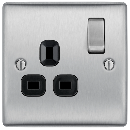 BG Electrical Nexus Metal Brushed Steel - Single switched, double pole