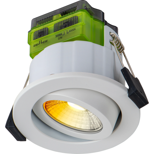 Luceco Ftype MK2 Fire Rated Downlight 4W/6W 690lm Power Change & CCT Change 3000K / 4000K Dim2Warm IP20 White - Adjustable - Pack of 1