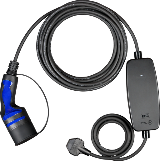 Sync Energy EV Cables - EV Charging Cable, Mode 2, 3 Pin UK Plug to EV Type 2 - 5 Metres