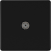 BG Electrical Flatplate Screwless Matt Black - Single, co-axial