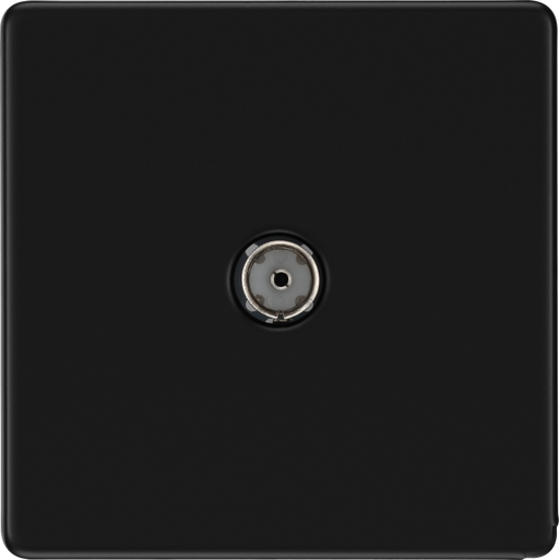 BG Electrical Flatplate Screwless Matt Black - Single, co-axial