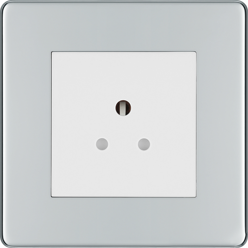 BG Electrical Flatplate Screwless Polished Chrome - 2A, single, unswitched, round pin