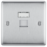 BG Electrical Nexus Metal Brushed Steel - Single, RJ45 data socket