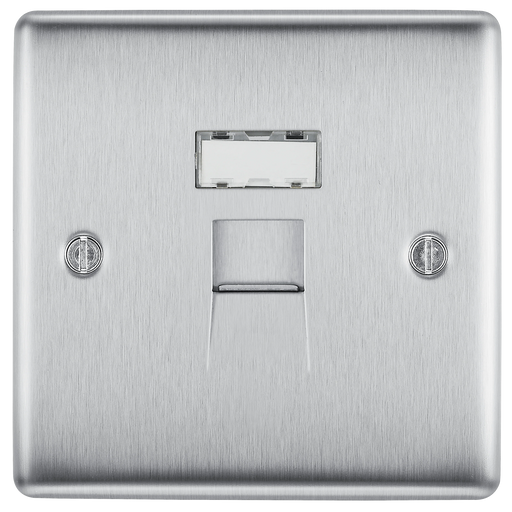 BG Electrical Nexus Metal Brushed Steel - Single, RJ45 data socket