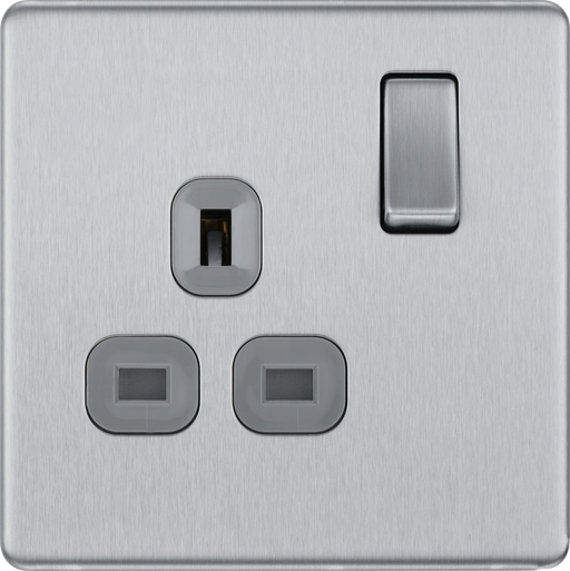 BG Electrical Flatplate Screwless Brushed Steel - Single, switched, double pole