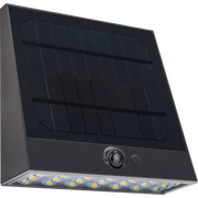 Luceco Slate Grey Wall Lights - Stealth Decorative Outdoor Solar Wall Wash Light with PIR Motion Sensor, LED Exterior Lighting, Slate Grey, IP54, 7W, 1000lm, 3000K