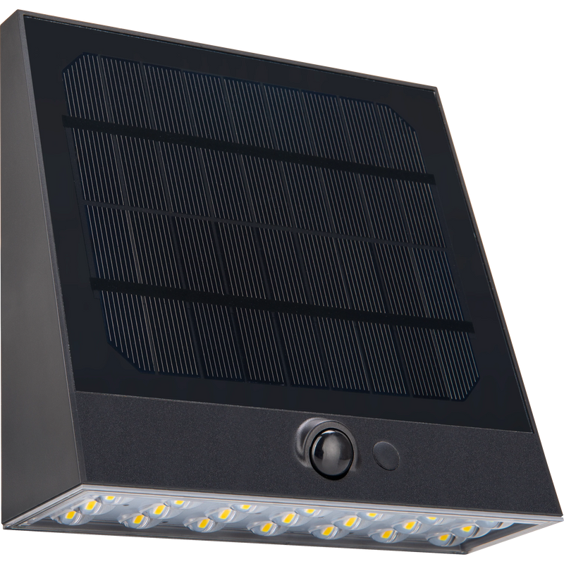 Luceco Slate Grey Wall Lights - Stealth Decorative Outdoor Solar Wall Wash Light with PIR Motion Sensor, LED Exterior Lighting, Slate Grey, IP54, 7W, 1000lm, 3000K