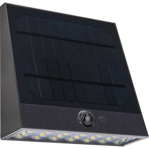 Luceco Slate Grey Wall Lights - Stealth Decorative Outdoor Solar Wall Wash Light with PIR Motion Sensor, LED Exterior Lighting, Slate Grey, IP54, 7W, 1000lm, 3000K