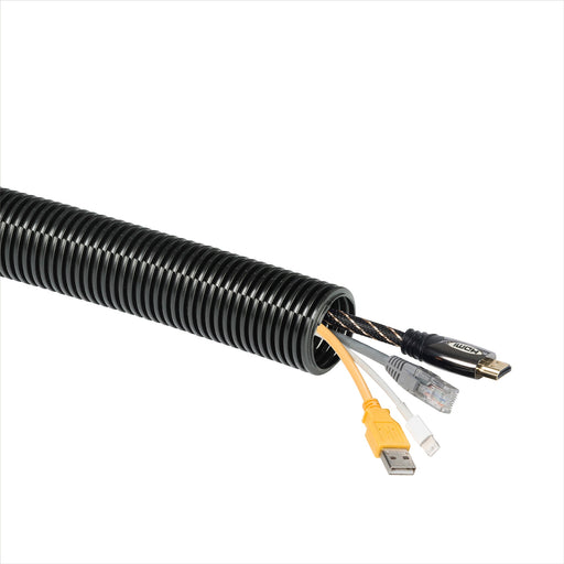 D-Line Cable Tidy - Cable Tidy Tube, Black - 1.1m, 32mm dia.