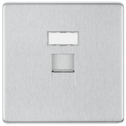BG Electrical Flatplate Screwless Brushed Steel - Single, RJ45 data socket