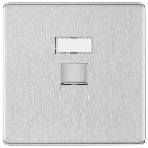 BG Electrical Flatplate Screwless Brushed Steel - Single, RJ45 data socket