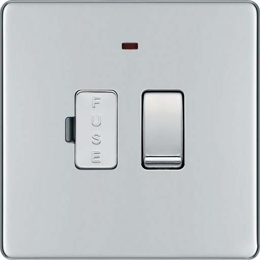 BG Electrical Flatplate Screwless Polished Chrome - Switched and fused with indicator