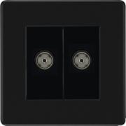 BG Electrical Flatplate Screwless Matt Black - Double isolated, co-axial