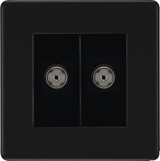 BG Electrical Flatplate Screwless Matt Black - Double isolated, co-axial