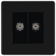 BG Electrical Flatplate Screwless Matt Black - Double co-axial