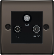 BG Electrical Nexus Metal Black Nickel - Triple TV/FM/SAT triplex - screened