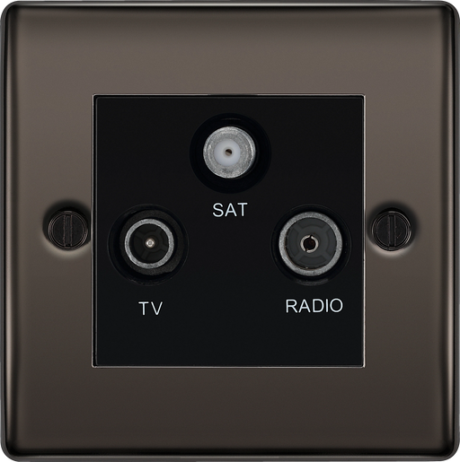 BG Electrical Nexus Metal Black Nickel - Triple TV/FM/SAT triplex - screened