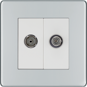 BG Electrical Flatplate Screwless Polished Chrome - Double, satellite and co-axial