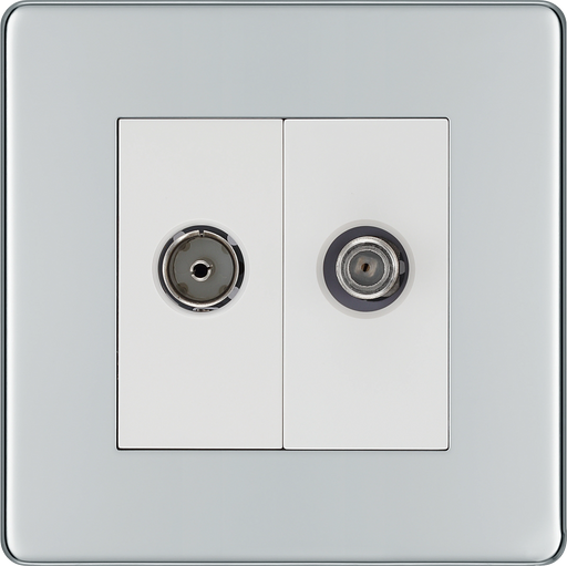 BG Electrical Flatplate Screwless Polished Chrome - Double, satellite and co-axial
